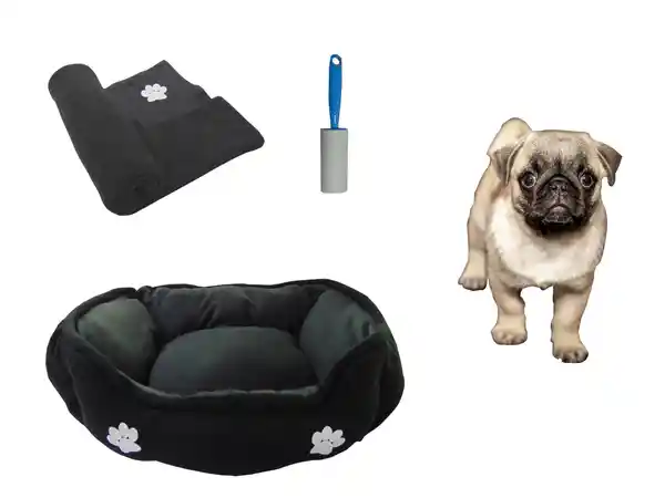 Hally Pets Set Cama + Cobija + Quitamotas Gris 