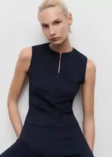 Top Brin Navy Talla M Mujer Mango