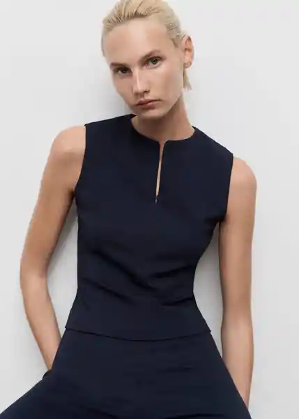 Top Brin Navy Talla M Mujer Mango
