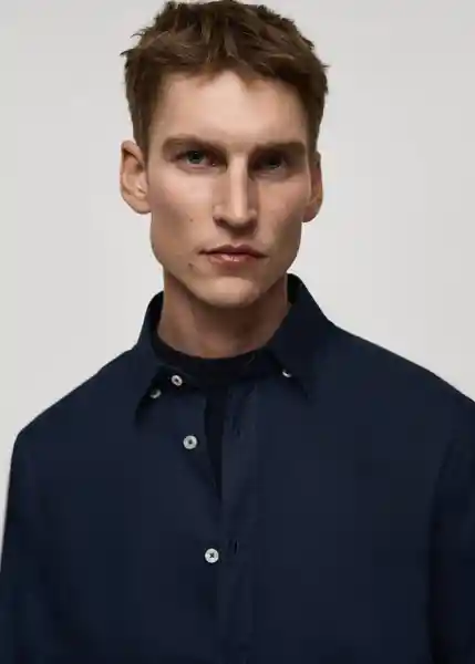 Camisa Oxford Navy Talla S Hombre Mango