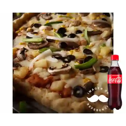 Pizza vegetales-pollo+cocacola org 400ml