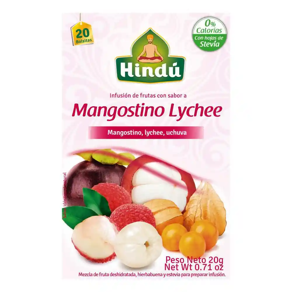 Hindú Té Frutal Infusión Mangostino Lyche y Uchuva 