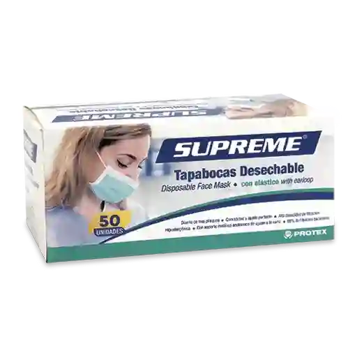 Supreme Tapaboca Desechable Elástico Negro