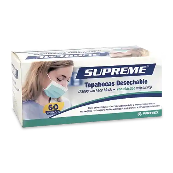 Supreme Tapaboca Desechable Elástico Negro
