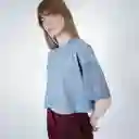 Camiseta Manga Corta en Combinado Azul S Fuera de Serie