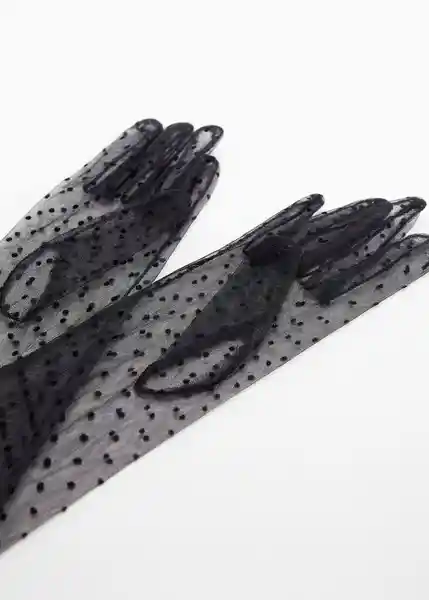 Guantes Plumeti Negro Talla M Mujer Mango