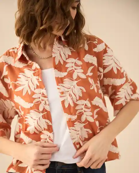 Camisa Naranja Pétalo Medio Talla S 611G041 Esprit