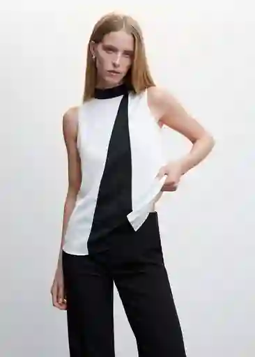 Blusa Beckie Offwhite Talla 28 Mujer Mango