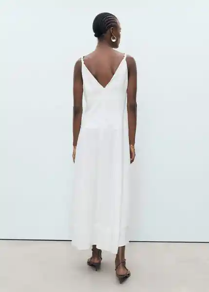 Vestido Trenza Blanco Talla M Mujer Mango