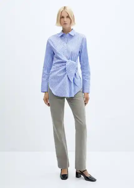 Camisa Máxima Azul Talla L Mujer Mango