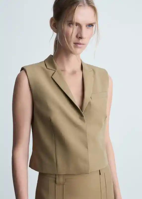 Top Camu-w Khaki Talla Xs Mujer Mango