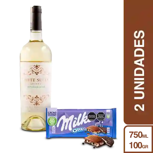 Combo Siete Soles Vino Blanco Sauvignon Blanc + Milka