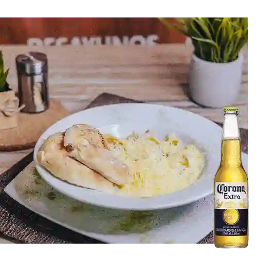 Pasta carbonara + cerveza corona 355ml