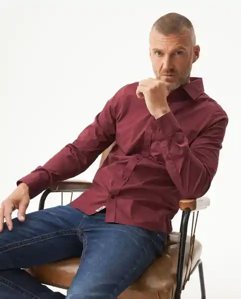 Camisa Carbón Pocket Rojo Uva Ultraoscuro Talla L Chevignon