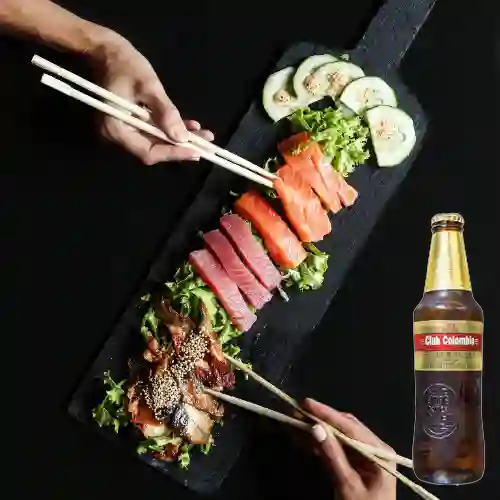 Combo Sashimi de Salmón + Club Colombia Dorada 355 ml