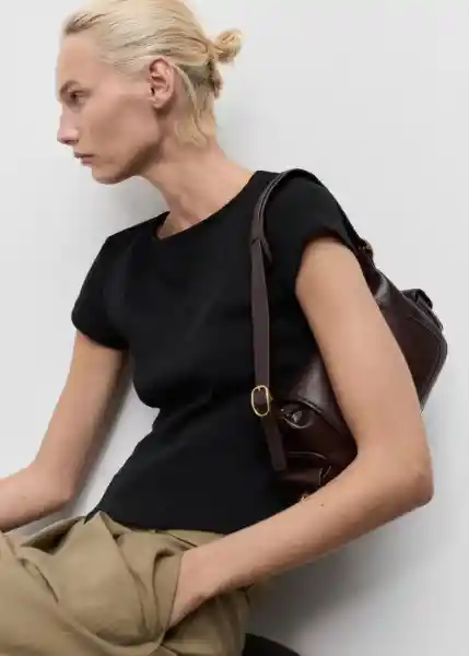 Camiseta Sandri Negro Talla L Mujer Mango