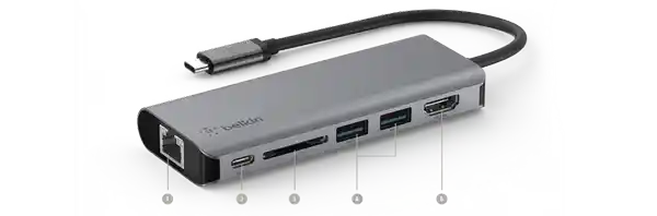 Adaptador Hub Tipo C 6 en 1 Ref. Ad Tc6In1/04 Ad Tc6In1/04
