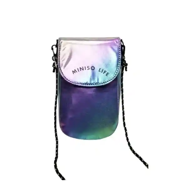 Bolso Mini Porta Celular Metálico Morado Miniso