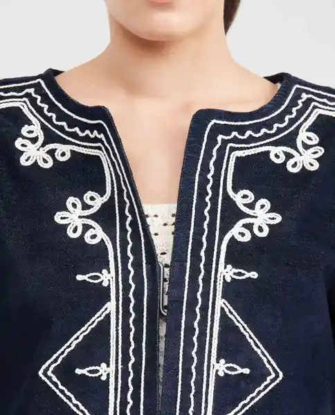 Chaqueta Collarless Embroid Azul Dark Ultra Oscuro XS Chevignon