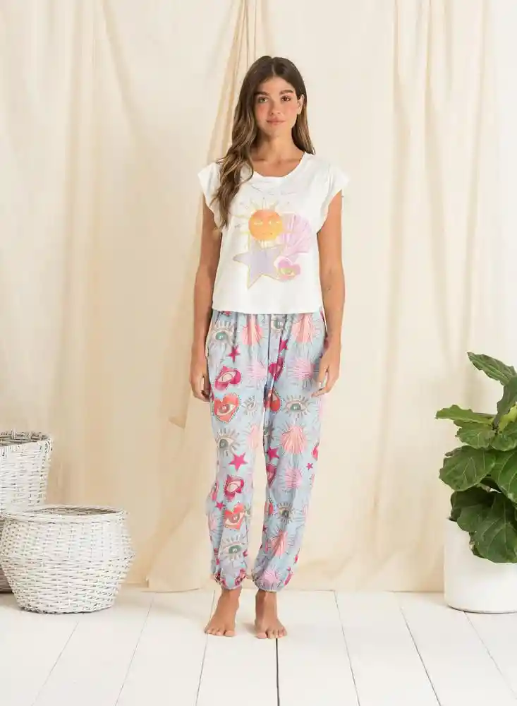 Pantalón Pijama Color Azul Talla S