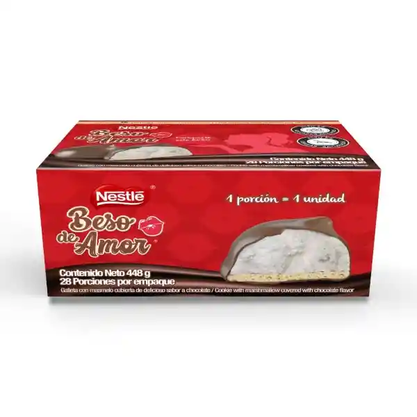 Galleta masmelo BESO DE AMOR cubierta sabor chocolate x 448g