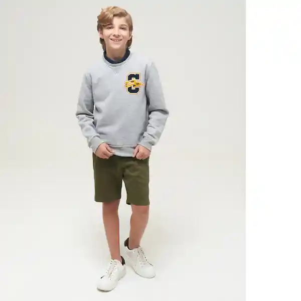 Suéter Sweat Con Aplique Niño Gris Jaspe Talla 8 Chevignon