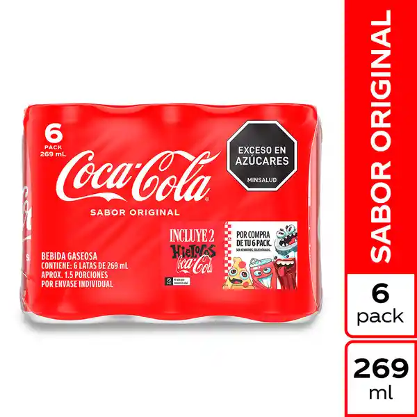 Coca-Cola Gaseosa Sabor Original 269 mL x 6 Und + Hieloco 1 Und
