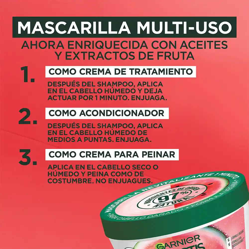 Tratamiento Capilar Hair Foof Garnier Sandía Revitalización