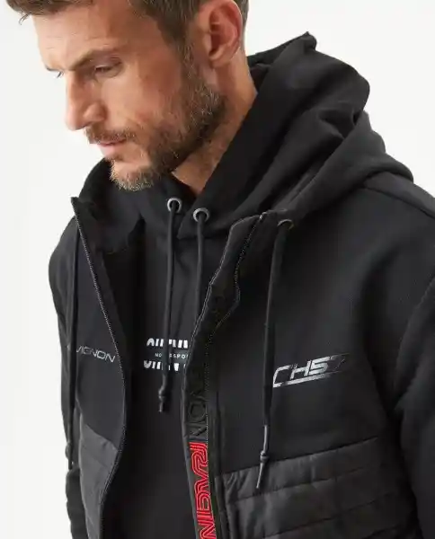 Chaqueta Mixed Fabrics Masculino Negro Sombrio Talla L Chevignon
