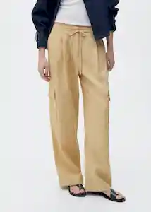 Pantalón Olive Mostaza Talla 36 Mujer Mango