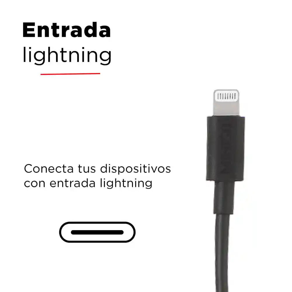 Lightning Cable De Carga Rápida Con 3A Negro 1 M