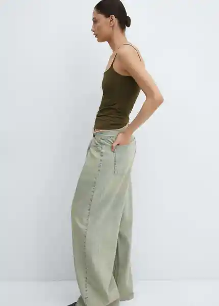 Top Bacará Khaki Talla 18 Mujer Mango