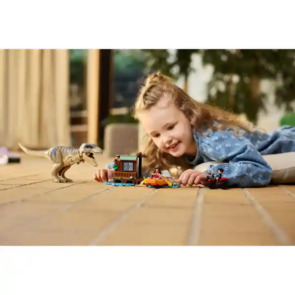 Set Construcción Huida Por el Río y T. Rex a la Caza Lego