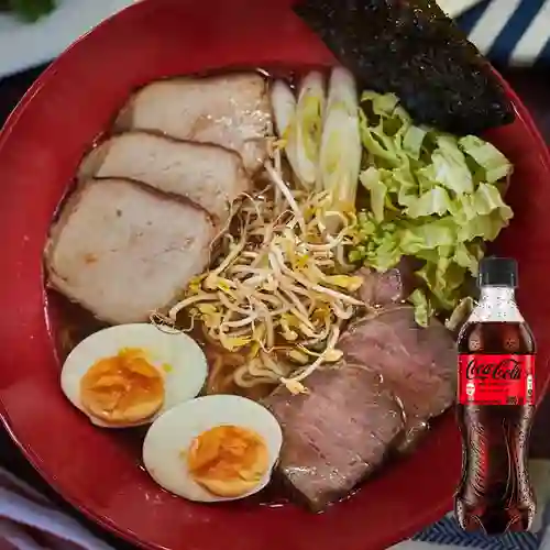 Combo Sopa Ramen de Carne&Cerdo +Cocacola S/az 400ml
