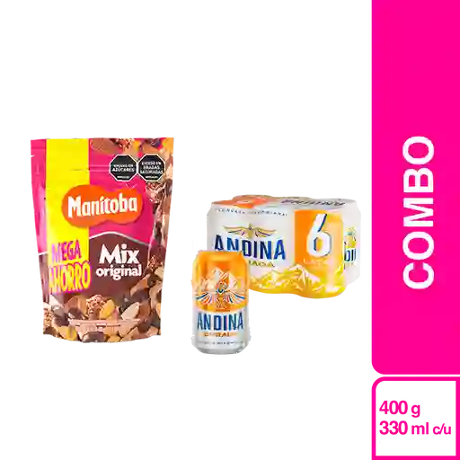 Combo Amigos+Manitoba Mix Original+Andina Cerveza Dorada Sixpack