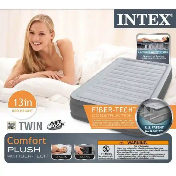 Intex Colchón Inflable Twin  Gris