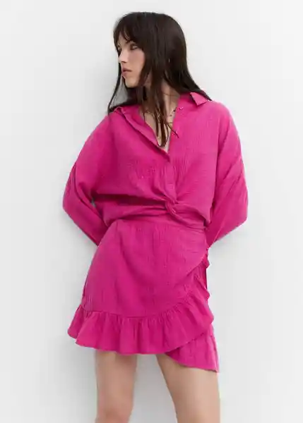 Falda Bambú Fucsia Talla M Mujer Mango