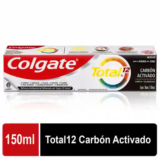 Crema Dental Colgate Total 12 Carbon Activado 150ml