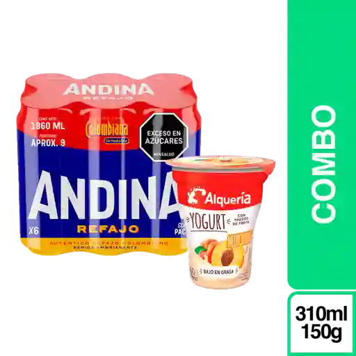 Combo Andina Refajo + Alqueria Yogurt Melocotón