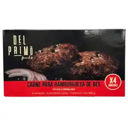 Del Primo Foods Carne Para Hamburguesa de Res