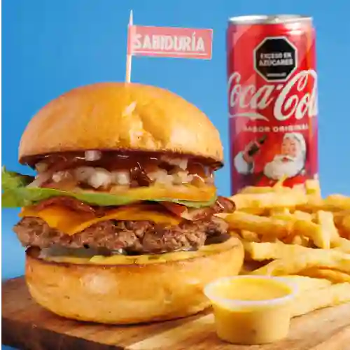 Sabiduria Burger + Papas + Coca Cola