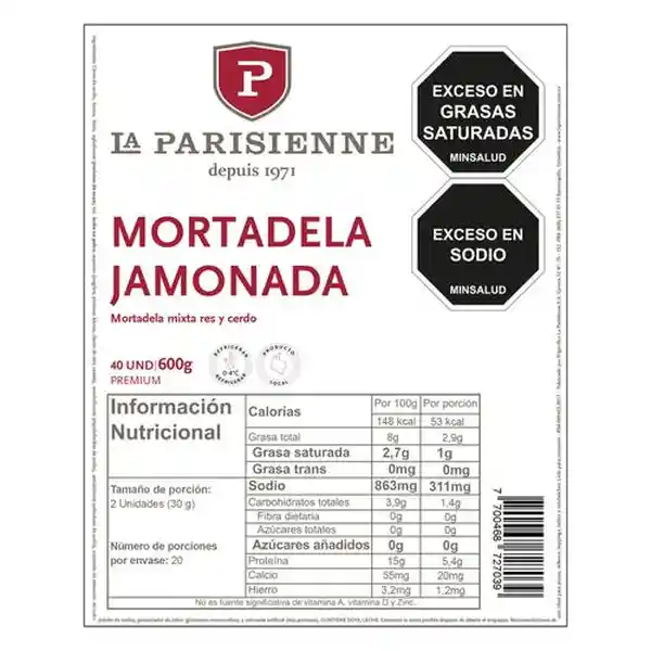 La Parisienne Mortadela Jamonada / 1.3 Lb