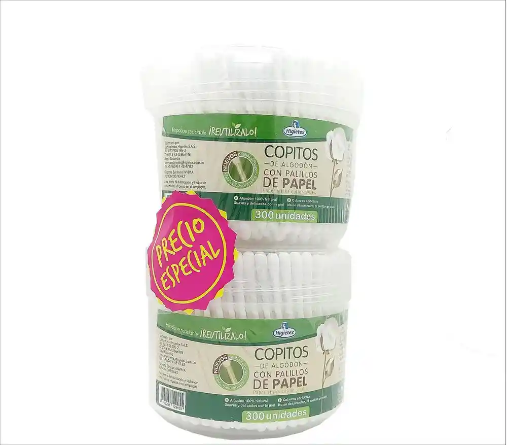Of 2 Und Copitos Ecológicos X 300 U P-E Higietex 600 Und