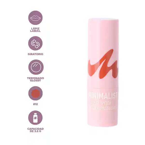 Lápiz Labial Brillante Serie Minimalist 12 Miniso