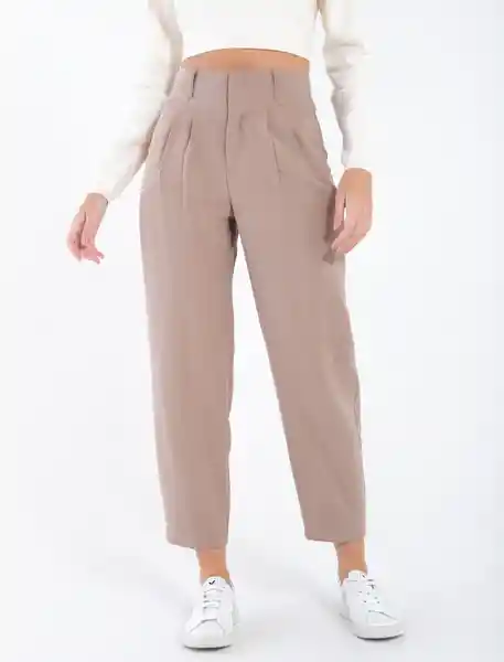 Pantalón De Tiro Alto Café Rubio Medio Talla 10 Mujer Naf Naf