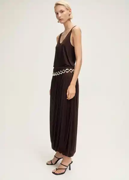 Falda Cira Chocolate Talla M Mujer Mango