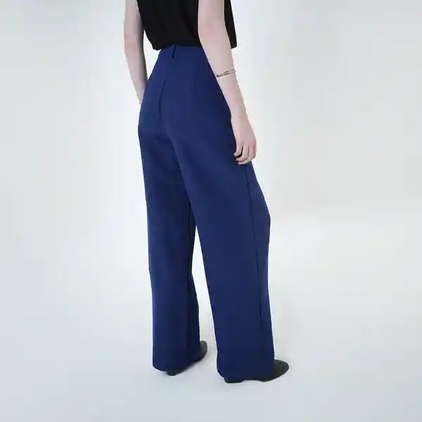 Pantalón Bota Recta Con Prenses y Pinzas Azul 12 Fuera de Serie