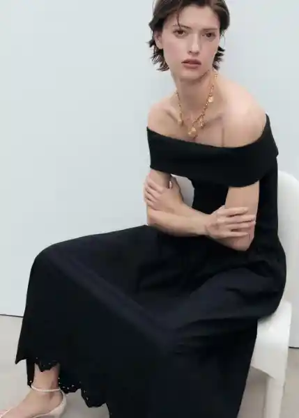 Falda Claus Negro Talla 38 Mujer Mango