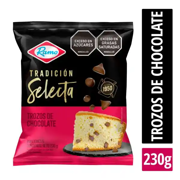 Ponqué Tradición Selecta Con Trozos de Chocolate 230 g