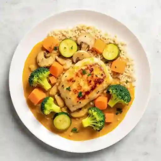 Curry Vegano y Leche de Coco con Pollo